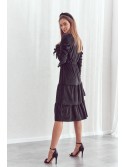 Rochie din velur cu decolteu plic, neagra 0548 - Magazin online - Boutique